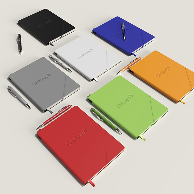 Beautiful photo of Office supplies as Branded merch displayed on a table